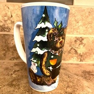 Christmas Teddy Bear Tall Mug Vintage Coffee Cup